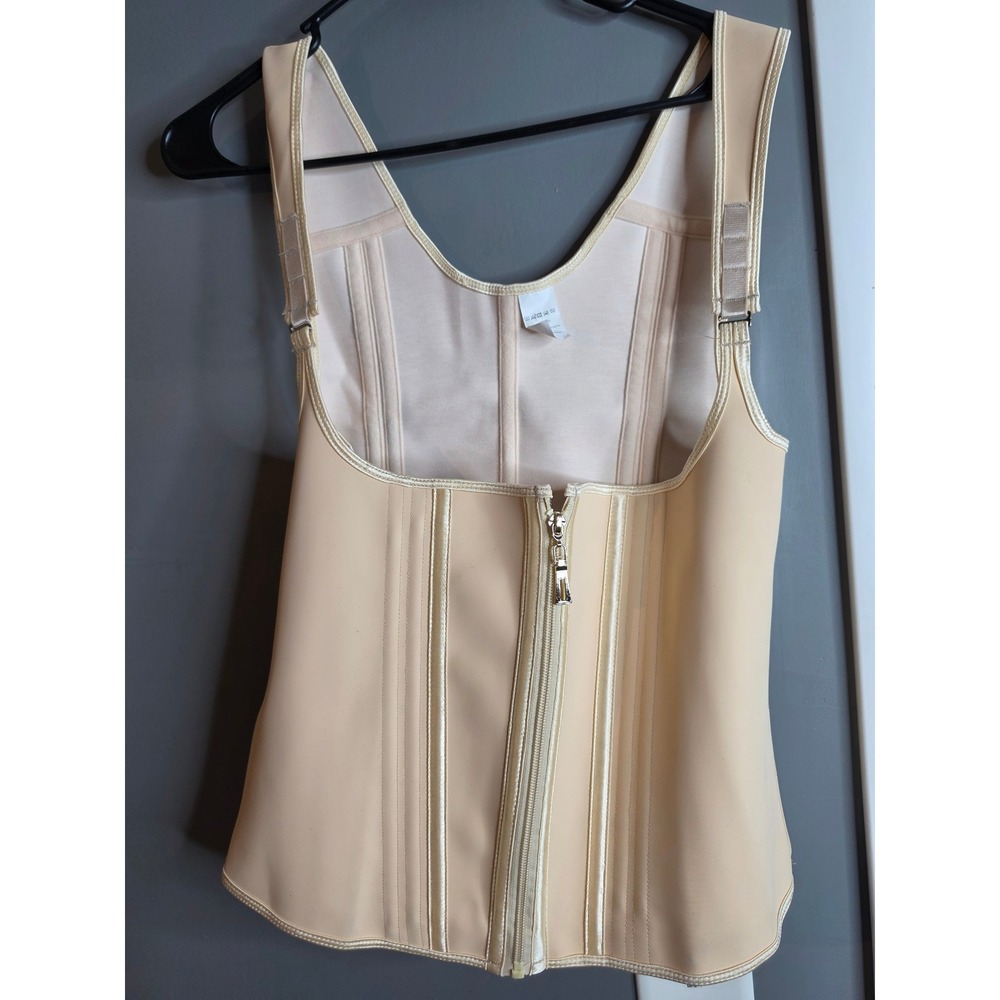 Latex Waist Trainer Vest Zipper Hook Eye Compression Shapewear Beige XL